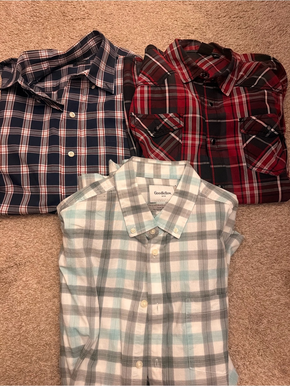 Goodfellow & Co mens Light Blue Plaid Button-Up Shirt